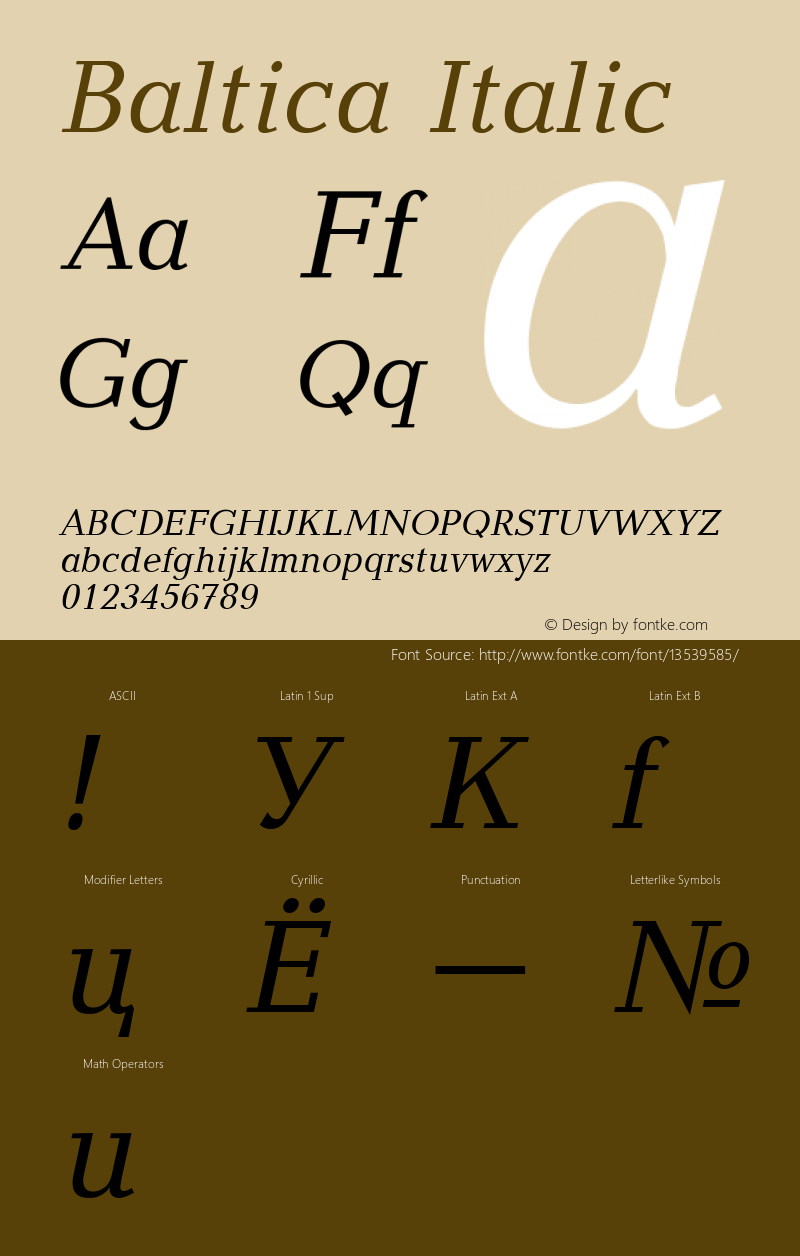 Baltica Italic 001.001 Font Sample