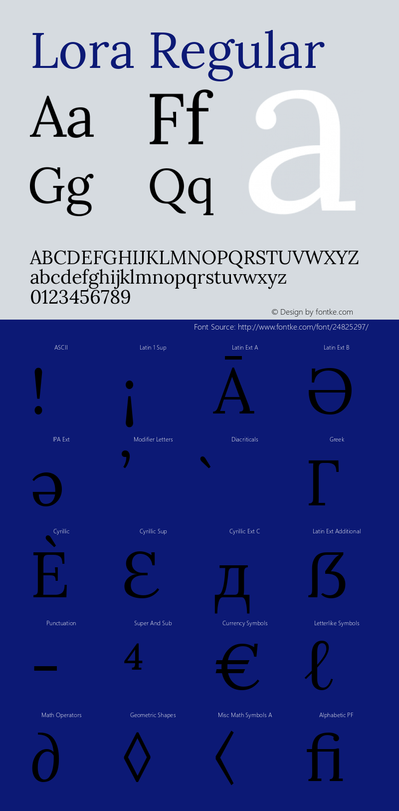 Lora Regular Version 2.101 Font Sample