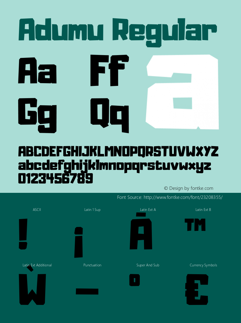 Adumu Version 3.221 Font Sample