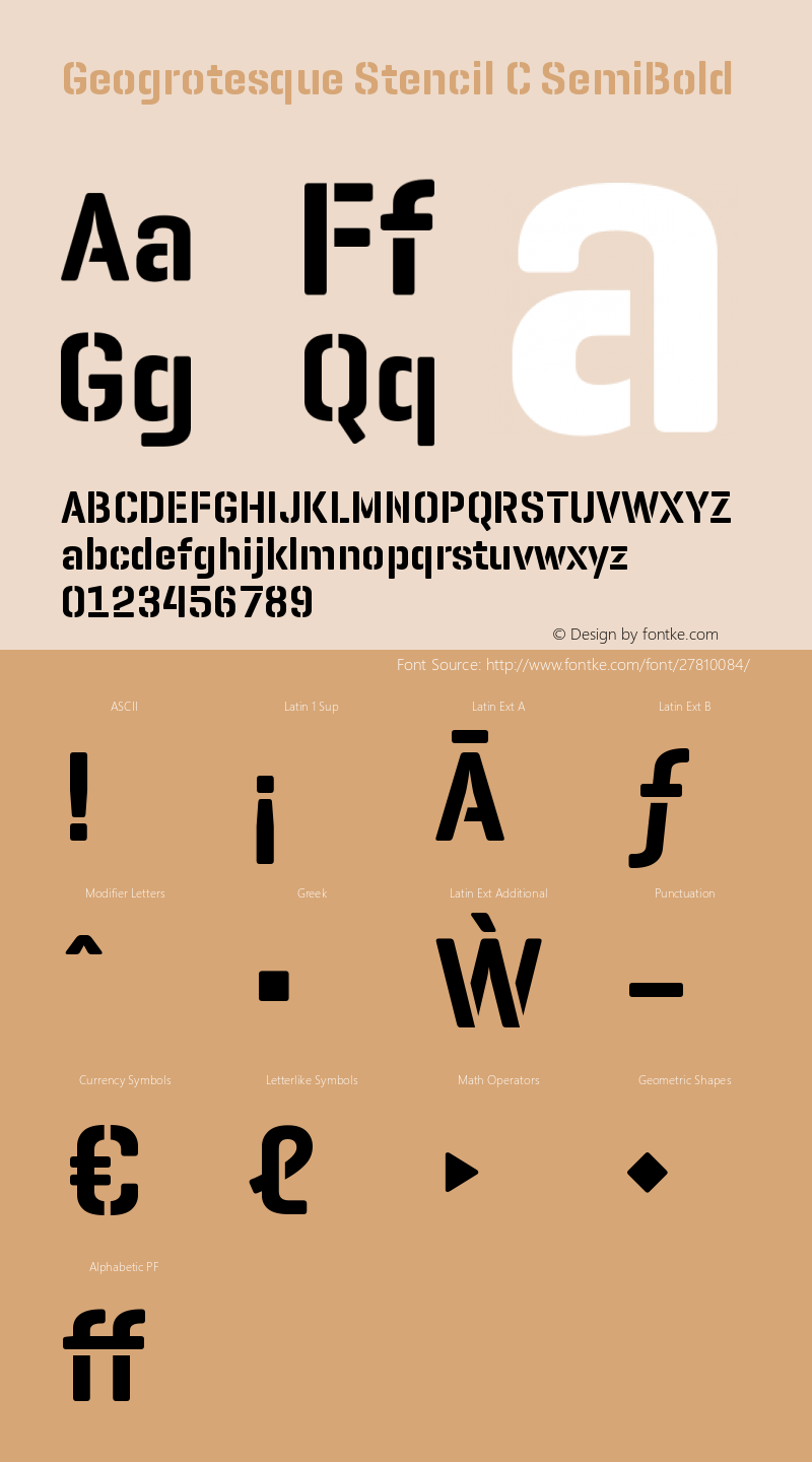 GeogrotesqueStencilC-Sb Version 1.000 Font Sample