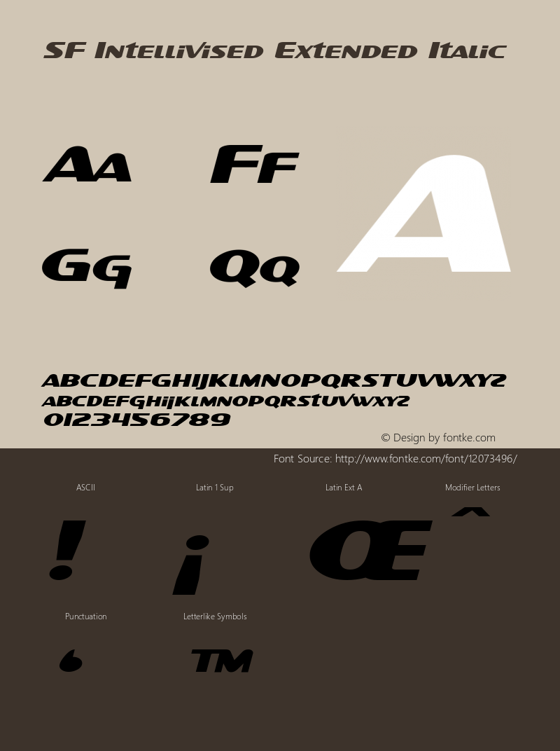 SF Intellivised Extended Italic ver 1.0; 1999. Freeware. Font Sample