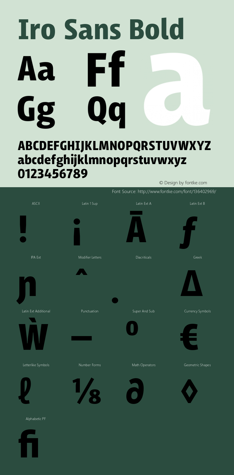 Iro Sans Bold Version 2.001 Font Sample