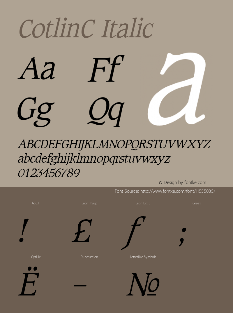 CotlinC Italic Version 1.1 Font Sample