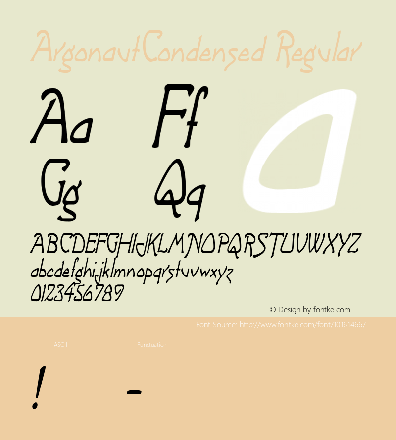 ArgonautCondensed Regular Version 1.00 Font Sample