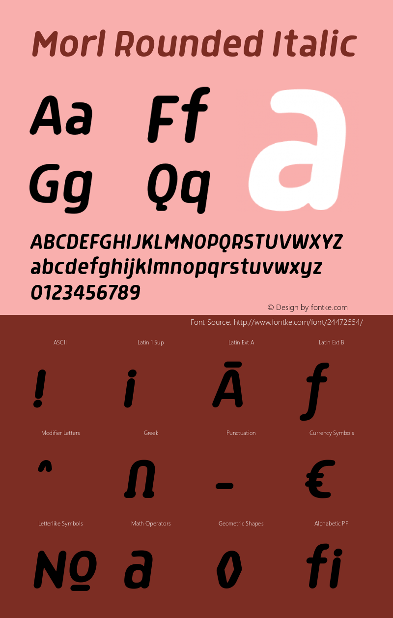 Morl Rounded Italic Version 1.000 Font Sample