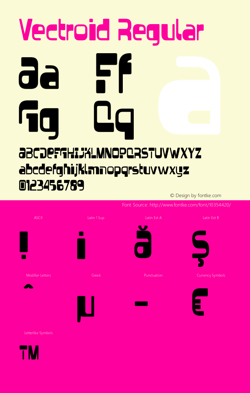 Vectroid Regular OTF 3.000;PS 001.001;Core 1.0.29 Font Sample