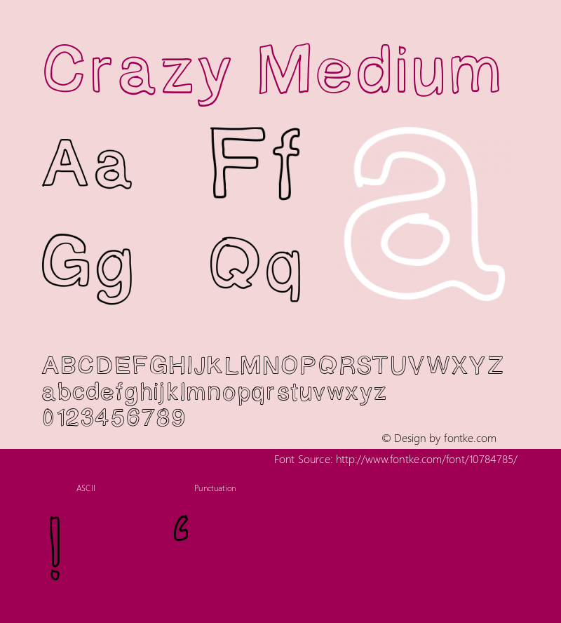 Crazy Medium Version 001.000 Font Sample