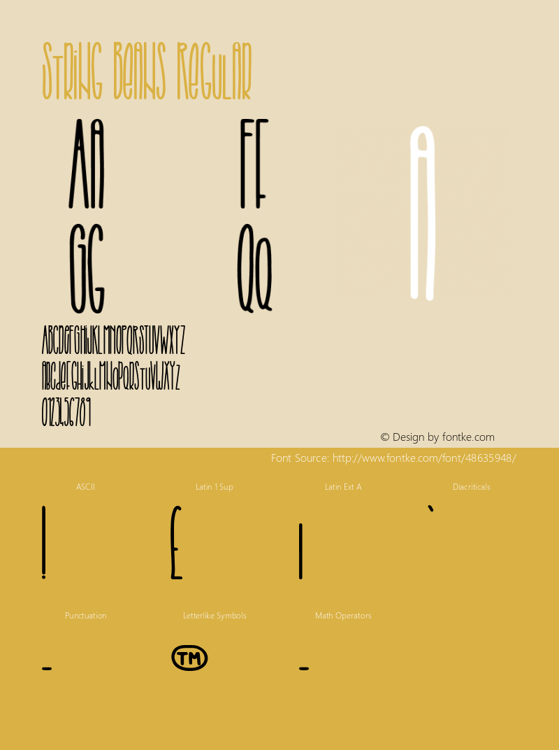 String Beans Version 1.00;December 4, 2019;FontCreator 12.0.0.2544 32-bit Font Sample