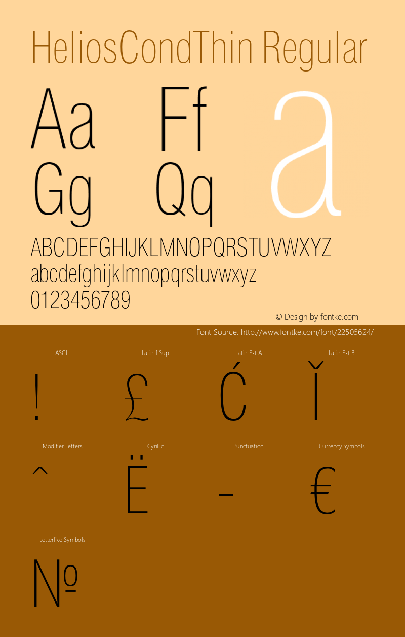 HeliosCondThin Version 2.001 2008 Font Sample