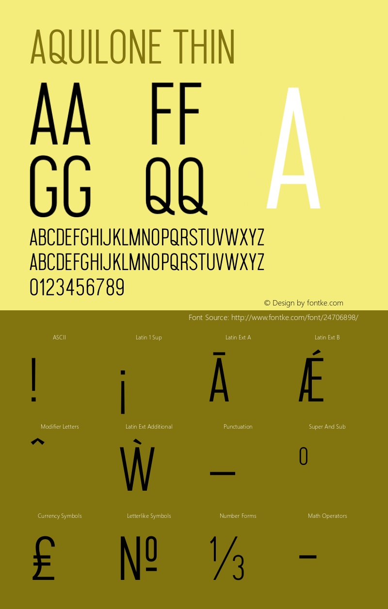 Aquilone Thin 1.000 Font Sample