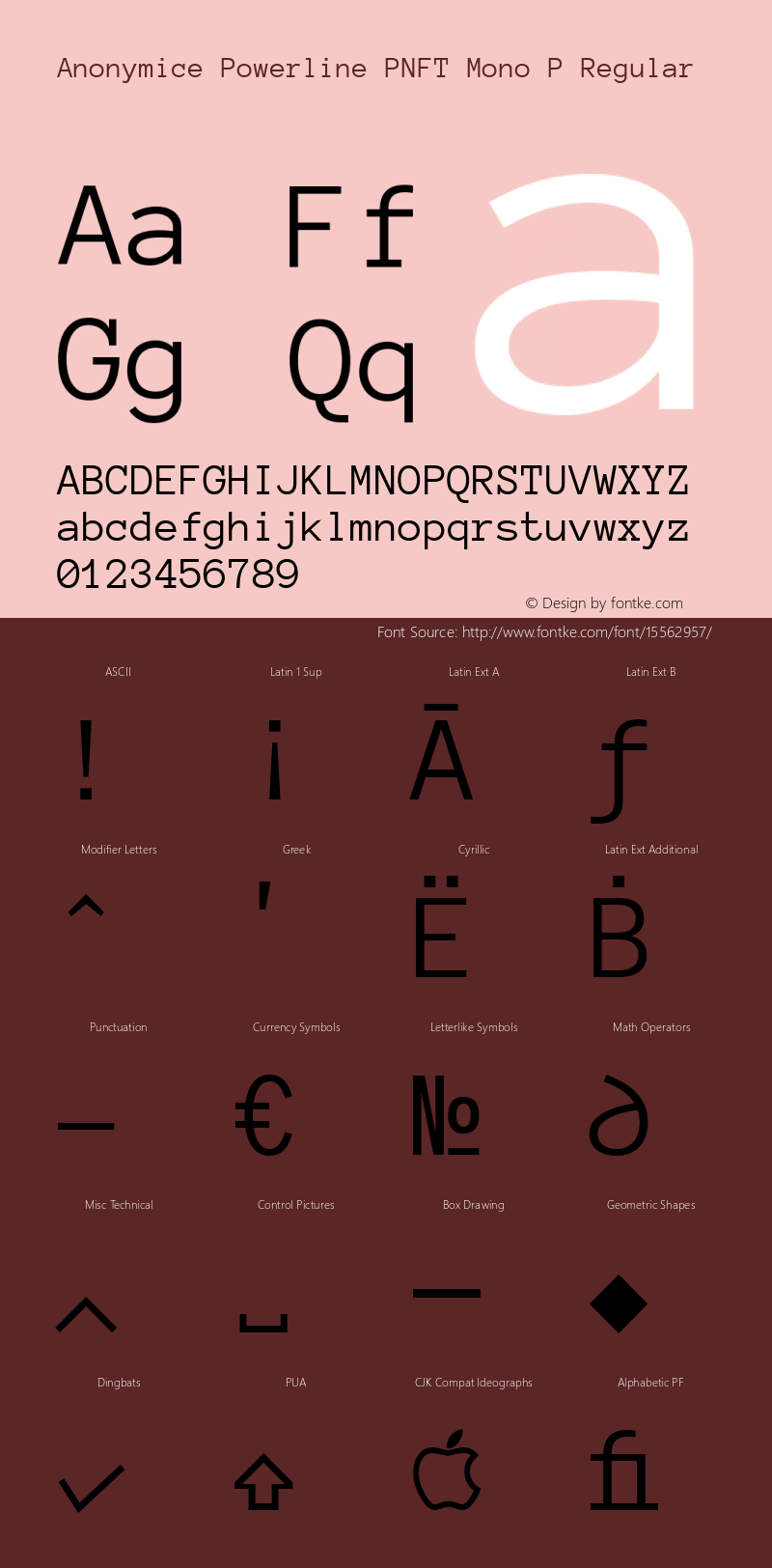 Anonymice Powerline PNFT Mono P Regular Version 1.002 Font Sample