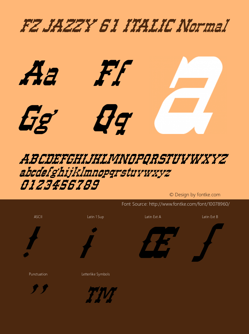 FZ JAZZY 61 ITALIC Normal 1.000 Font Sample