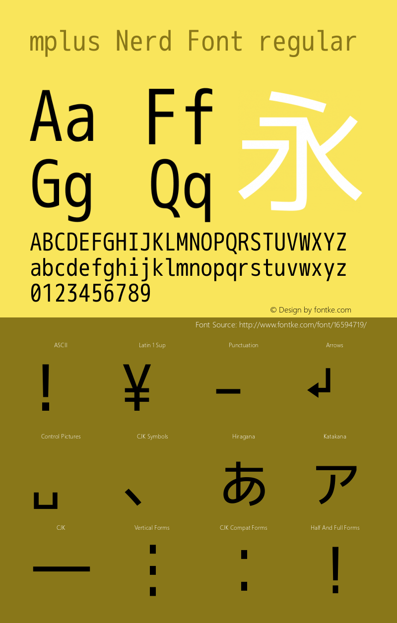 mplus Nerd Font regular Version 1.018;Nerd Fonts 0.8 Font Sample