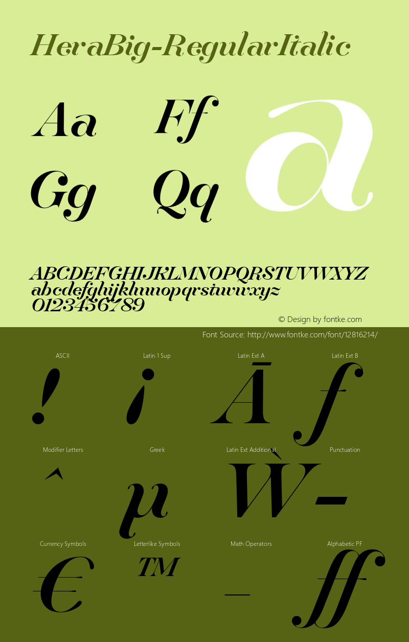 HeraBig-RegularItalic ☞ Version 1.001;com.myfonts.lucassharp.hera-big.italic.wfkit2.8eqG Font Sample