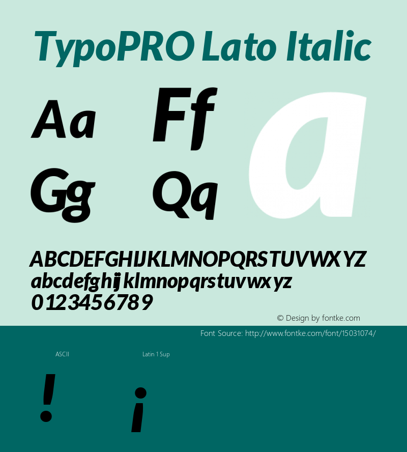 TypoPRO Lato Italic Version 1.105; Western+Polish opensource Font Sample