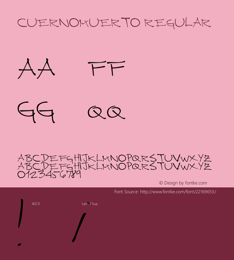 CUERNOMUERTO Version 1.0 Font Sample