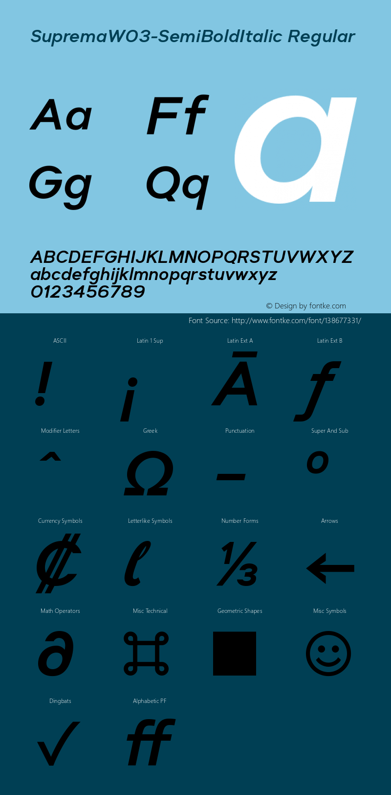 Suprema W03 SemiBold Italic Version 1.00 Font Sample