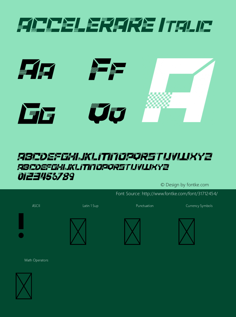 ACCELERARE Italic Version 1.002;Fontself Maker 3.1.2 Font Sample