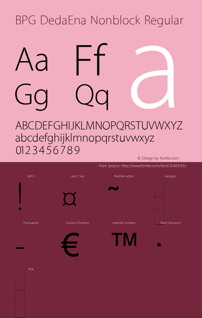 BPG DedaEna Nonblock Regular Version 3.005 2005 Font Sample