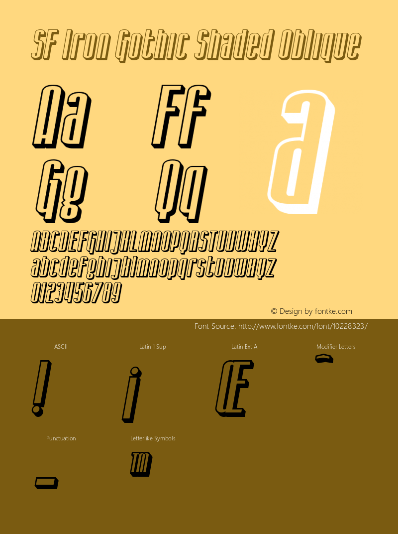 SF Iron Gothic Shaded Oblique v1.0 - Freeware Font Sample