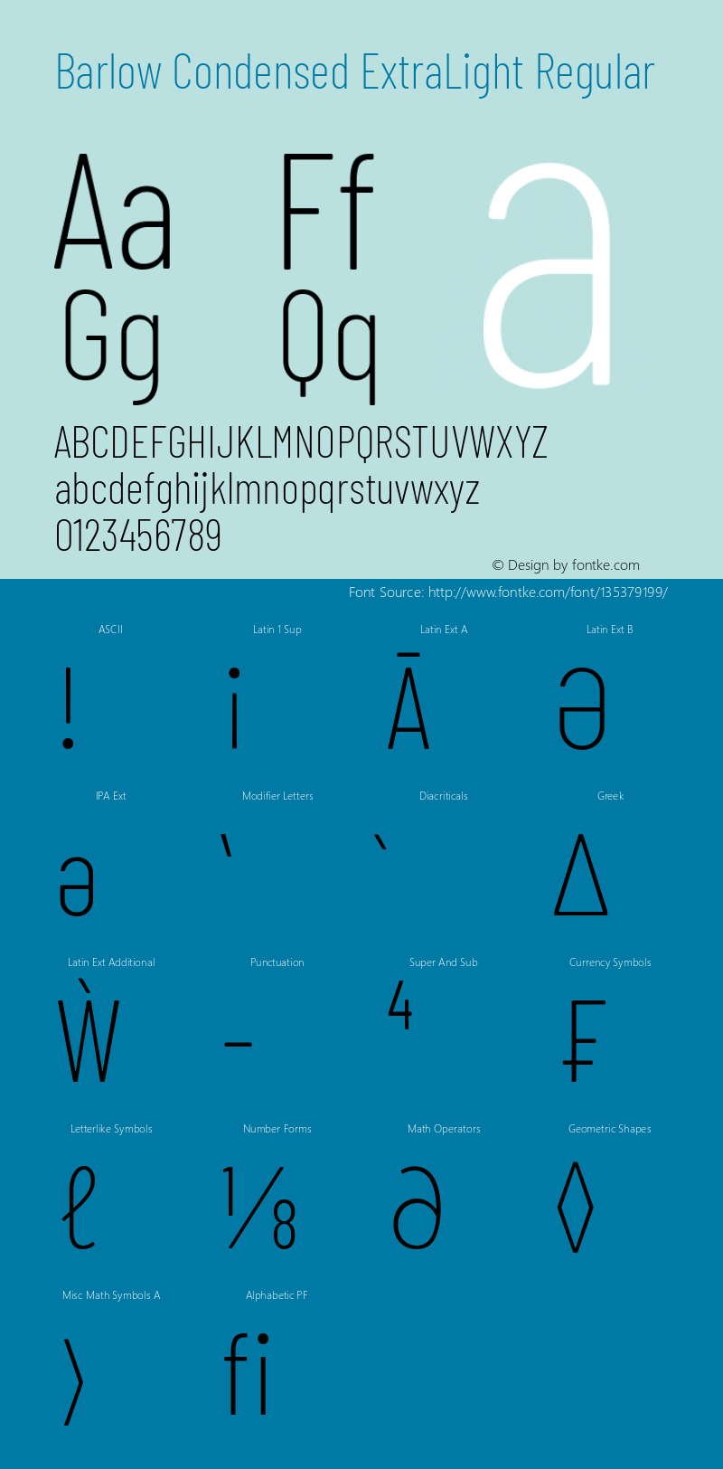 Barlow Condensed ExtraLight Version 1.408 Font Sample