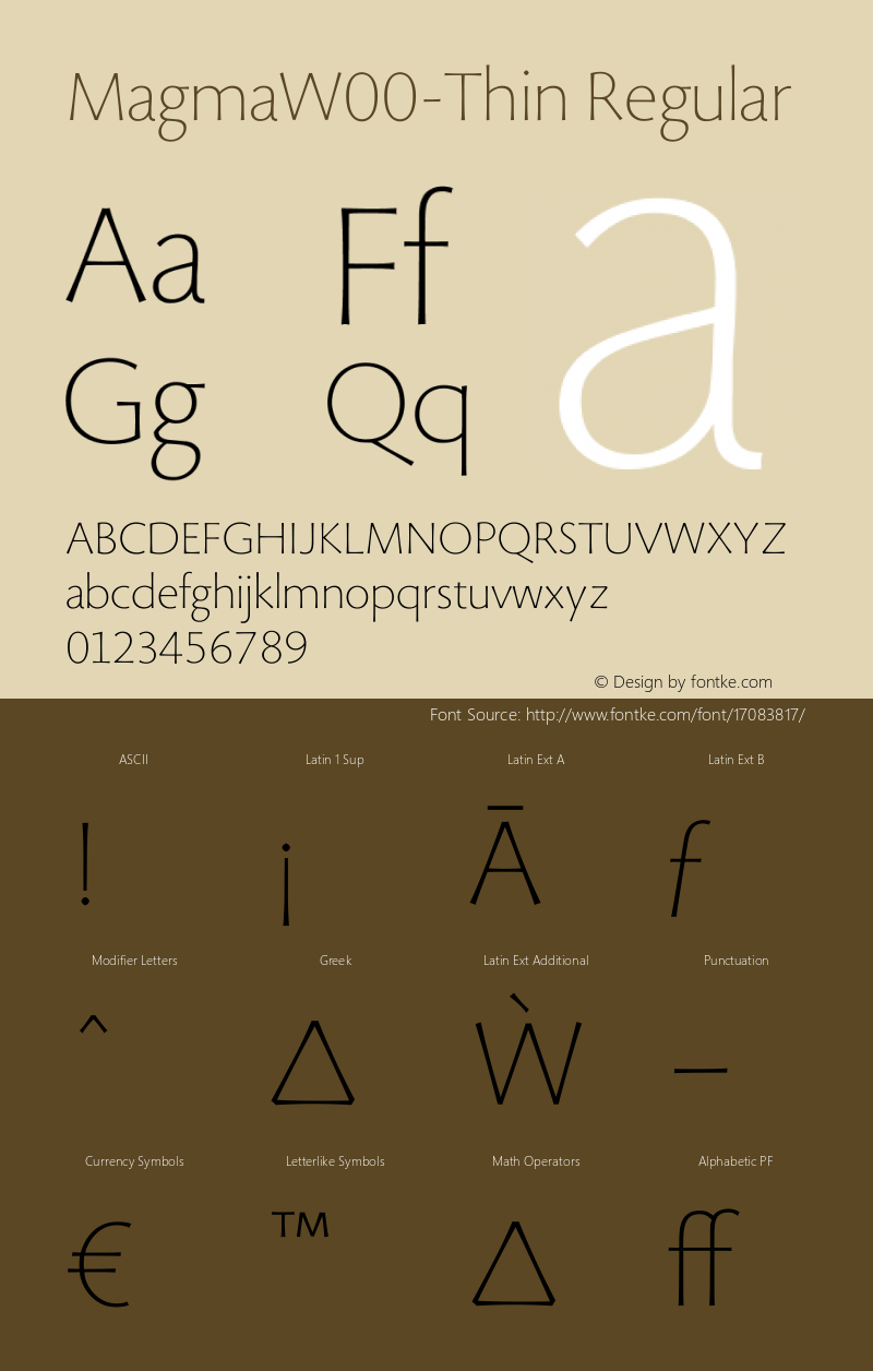 MagmaW00-Thin Regular Version 1.1 Font Sample