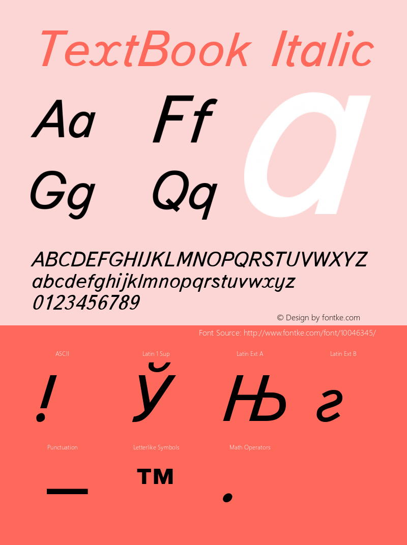 TextBook Italic Converted from t:\TEXTBI.TF1 by ALLTYPE Font Sample
