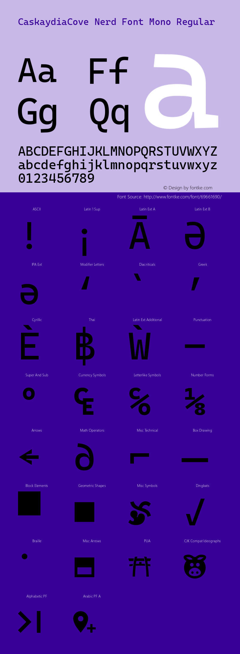 Caskaydia Cove Regular Nerd Font Complete Mono Version 1911.210 Font Sample