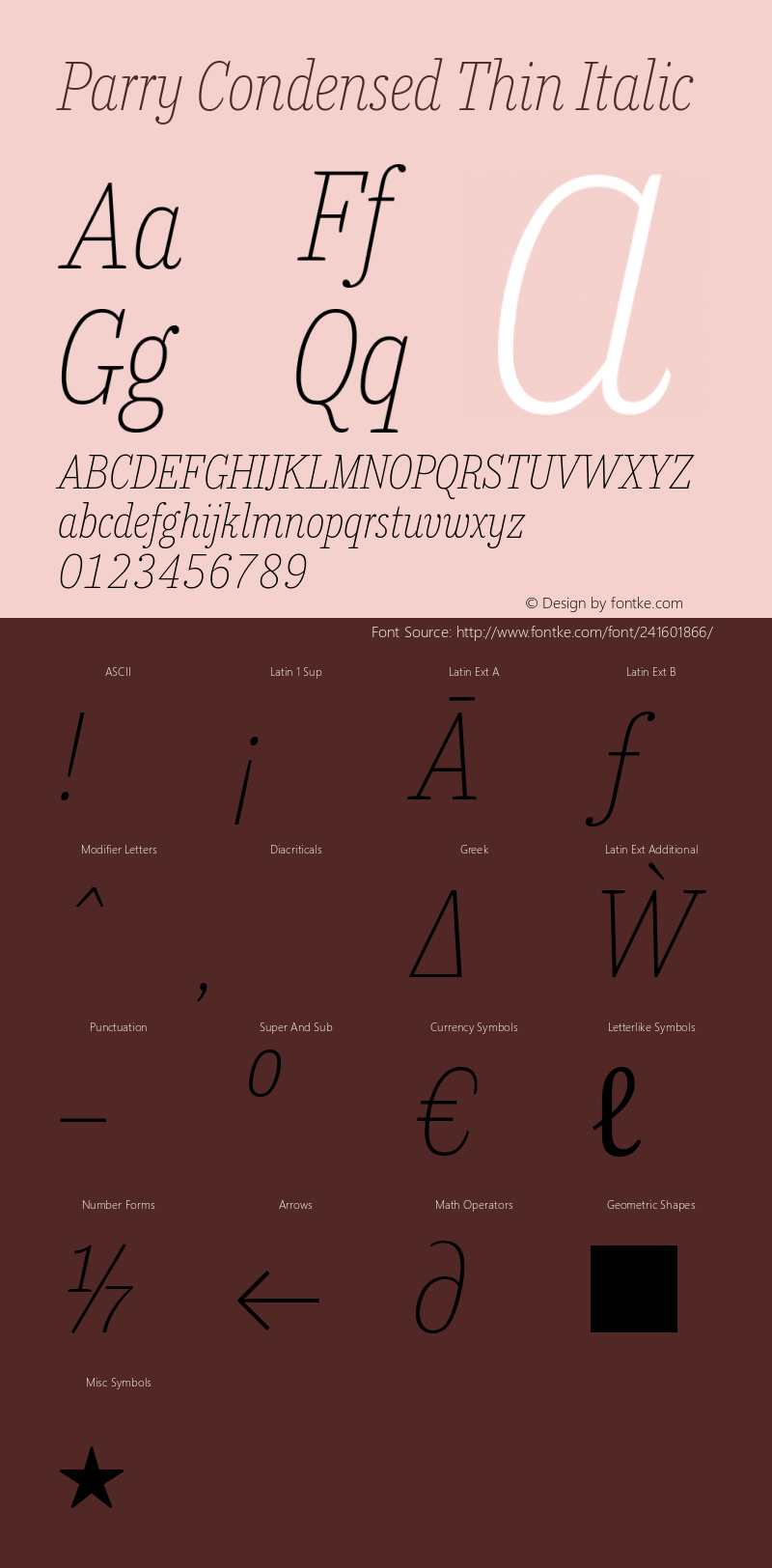 Parry Condensed Thin Italic Version 1.200图片样张