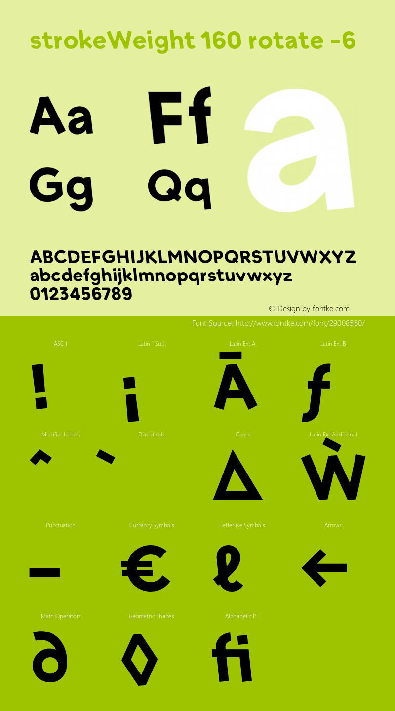 strokeWeight-160rotateL06 Version 1.007 Font Sample