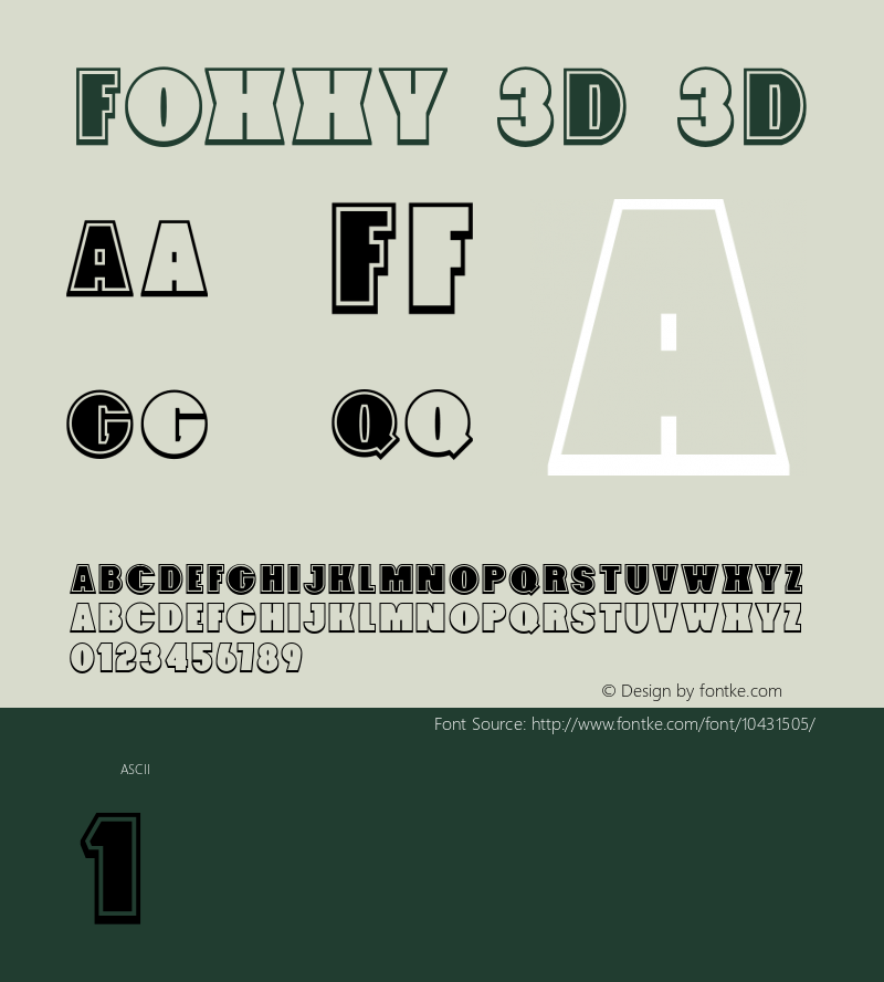 Foxxy 3D 3D 1.000 Font Sample