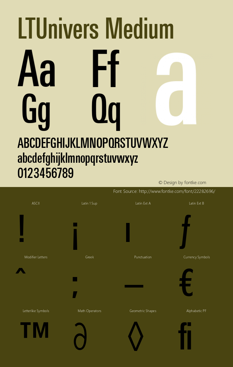 LTUnivers 510 CompMedium Version 003.000 Font Sample