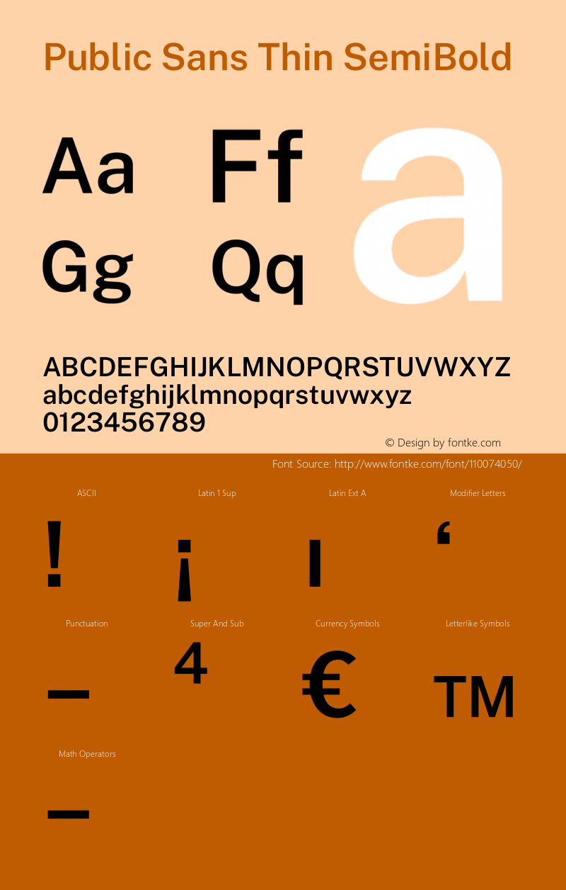 Public Sans Thin SemiBold Version 1.007 Font Sample