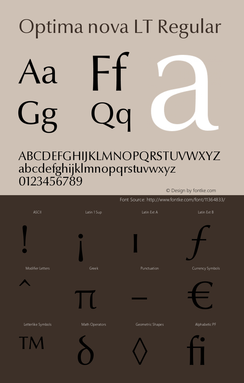 Optima nova LT Regular Version 001.000 Font Sample