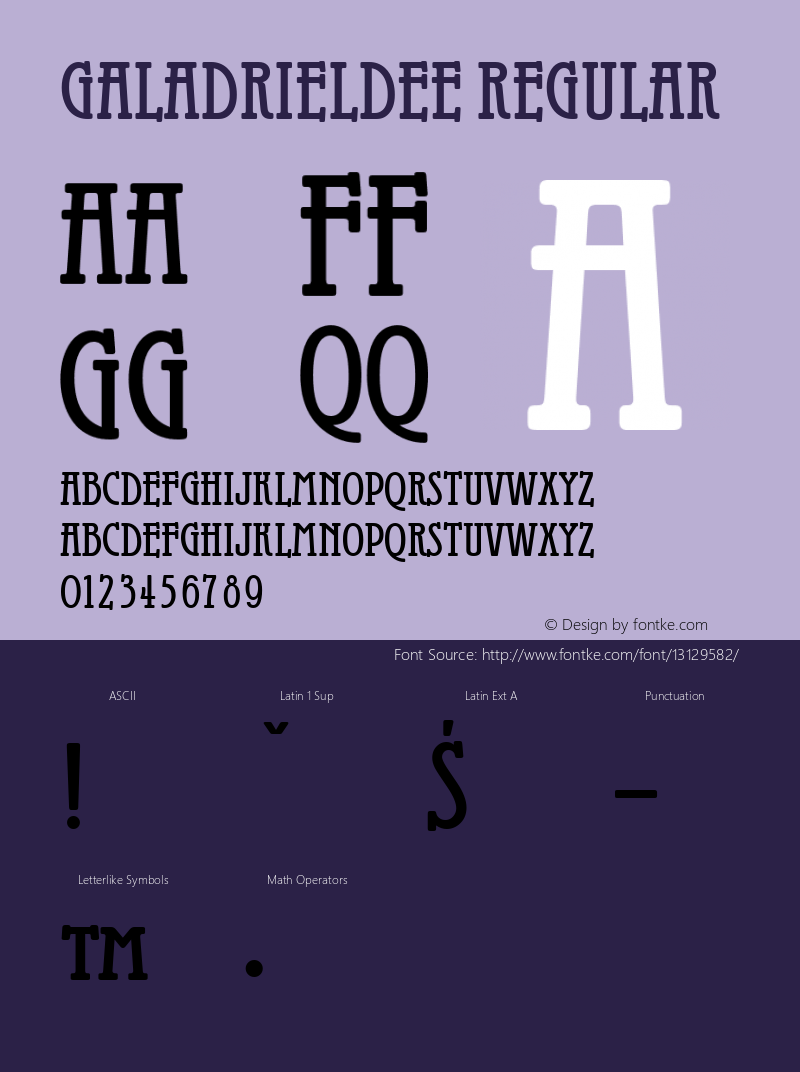 GaladrielDEE Regular Version 001.005 Font Sample