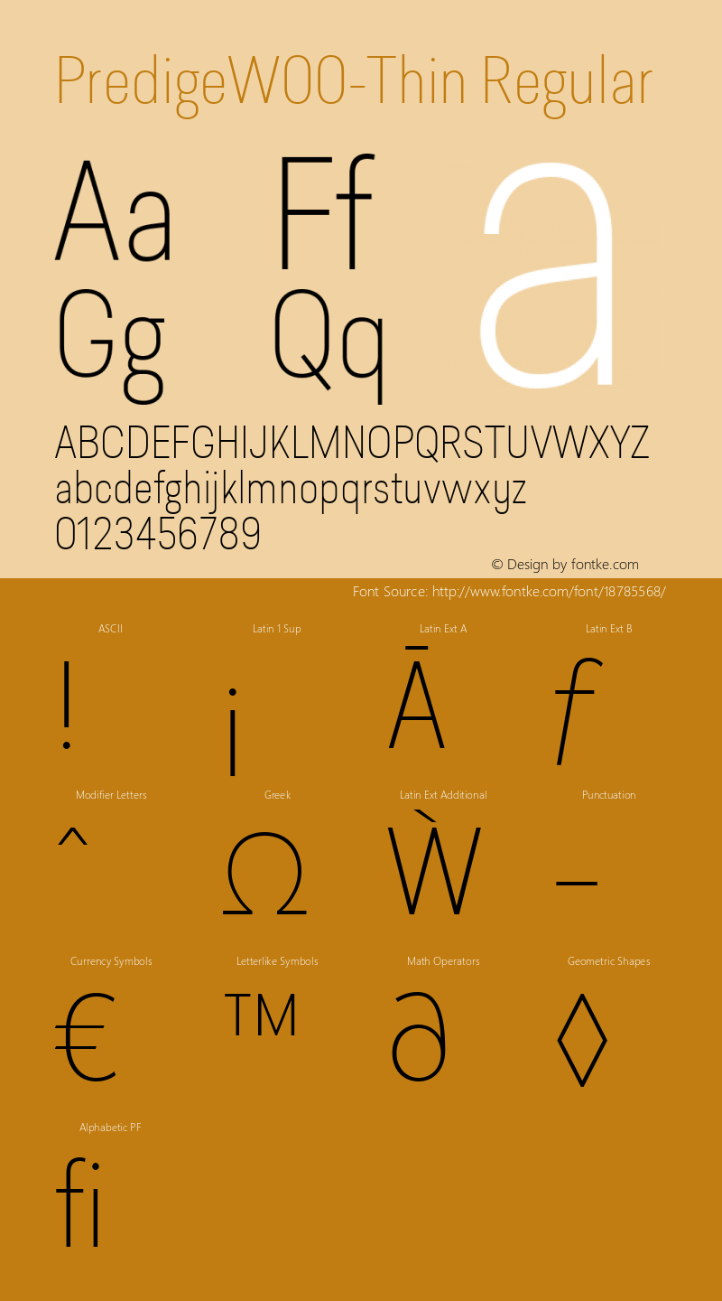 PredigeW00-Thin Regular Version 1.00 Font Sample