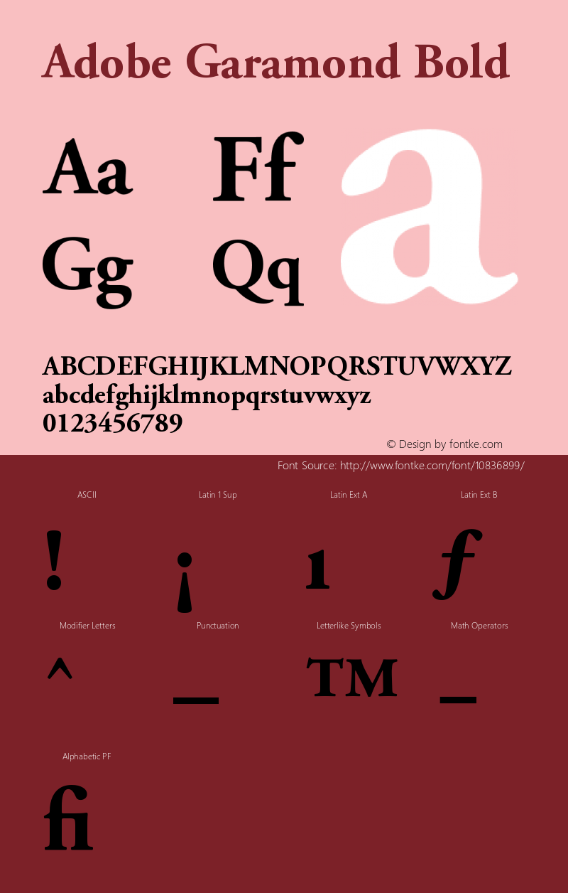 Adobe Garamond Bold Version 001.001 Font Sample