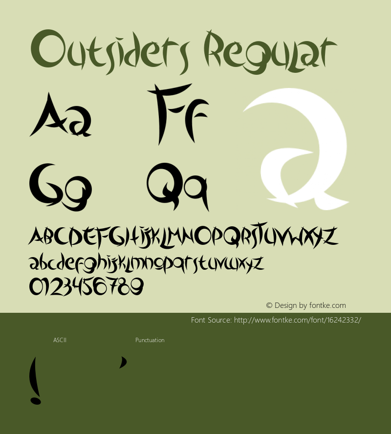 Outsiders Regular Version 1.000;PS 001.001;hotconv 1.0.56 Font Sample