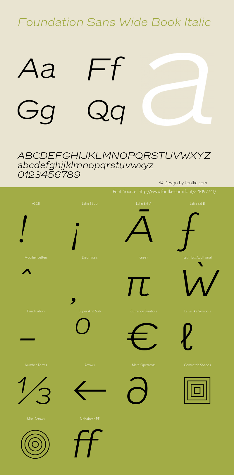 FoundationSansWide-BookItalic Version 1.001图片样张