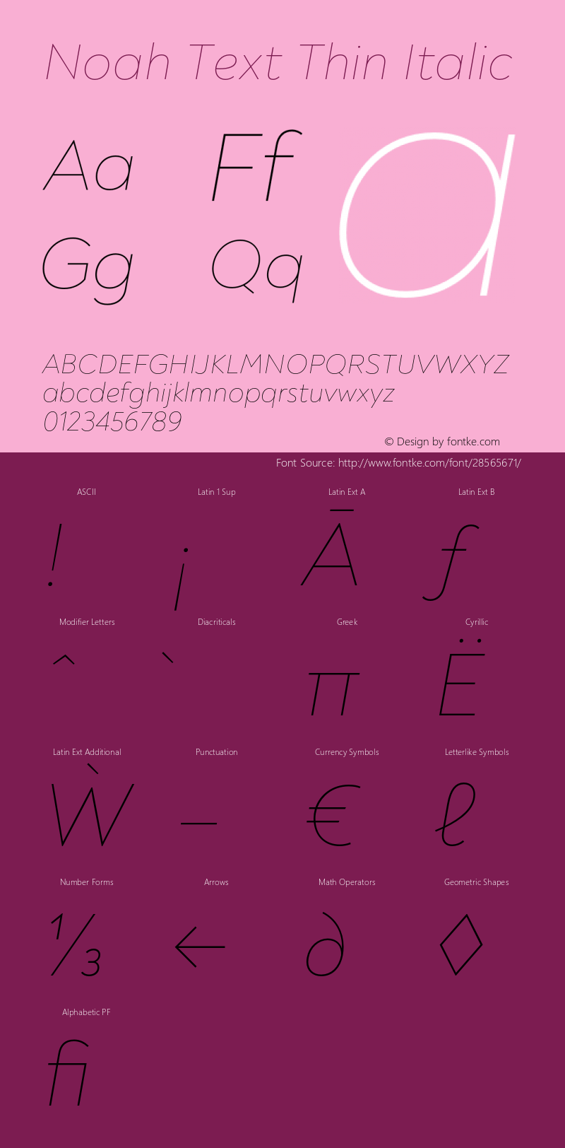 Noah Text Thin Italic Version 1.000;PS 001.000;hotconv 1.0.88;makeotf.lib2.5.64775 Font Sample