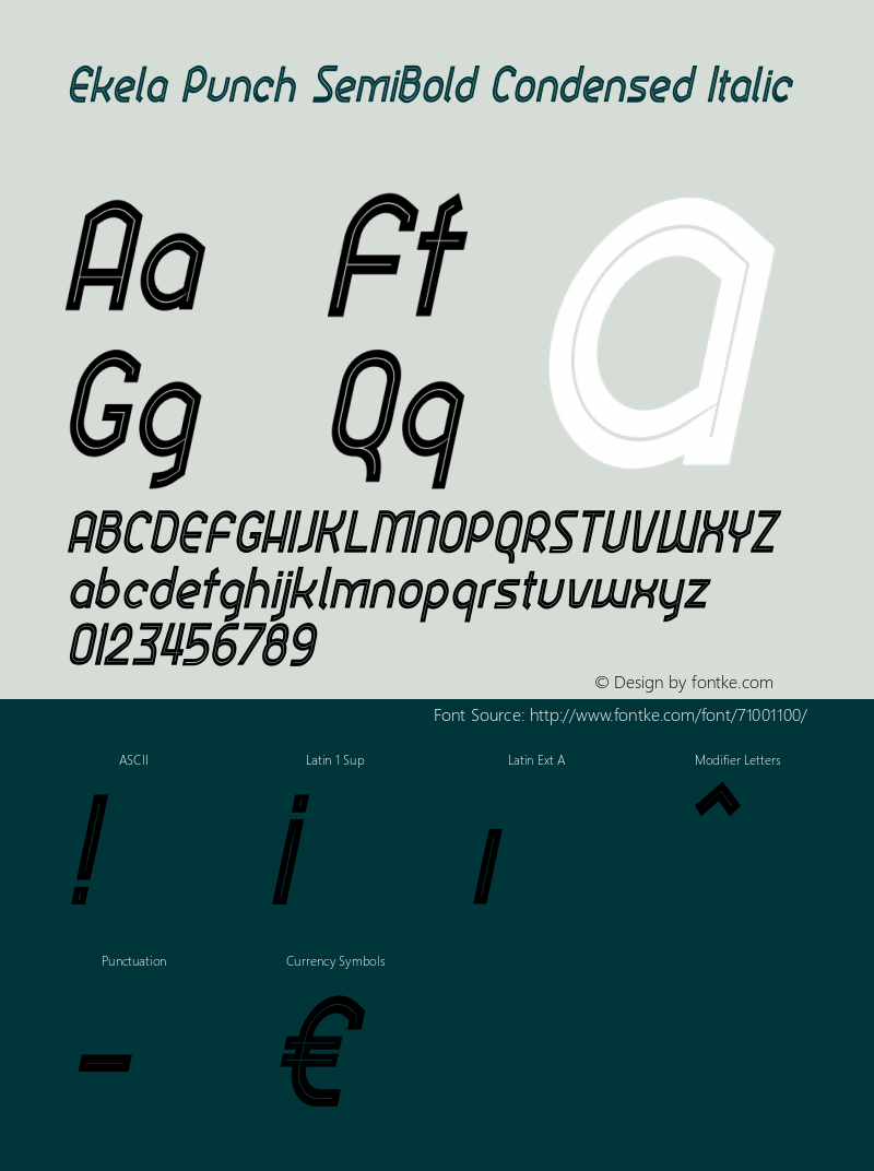 Ekela Punch SemiBold Cond Ital Condensed SemiBold Italic Version 1.0; Jun 2020 Font Sample