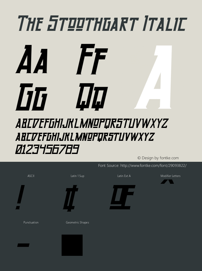 The Stoothgart  Italic Version 1.000 Font Sample