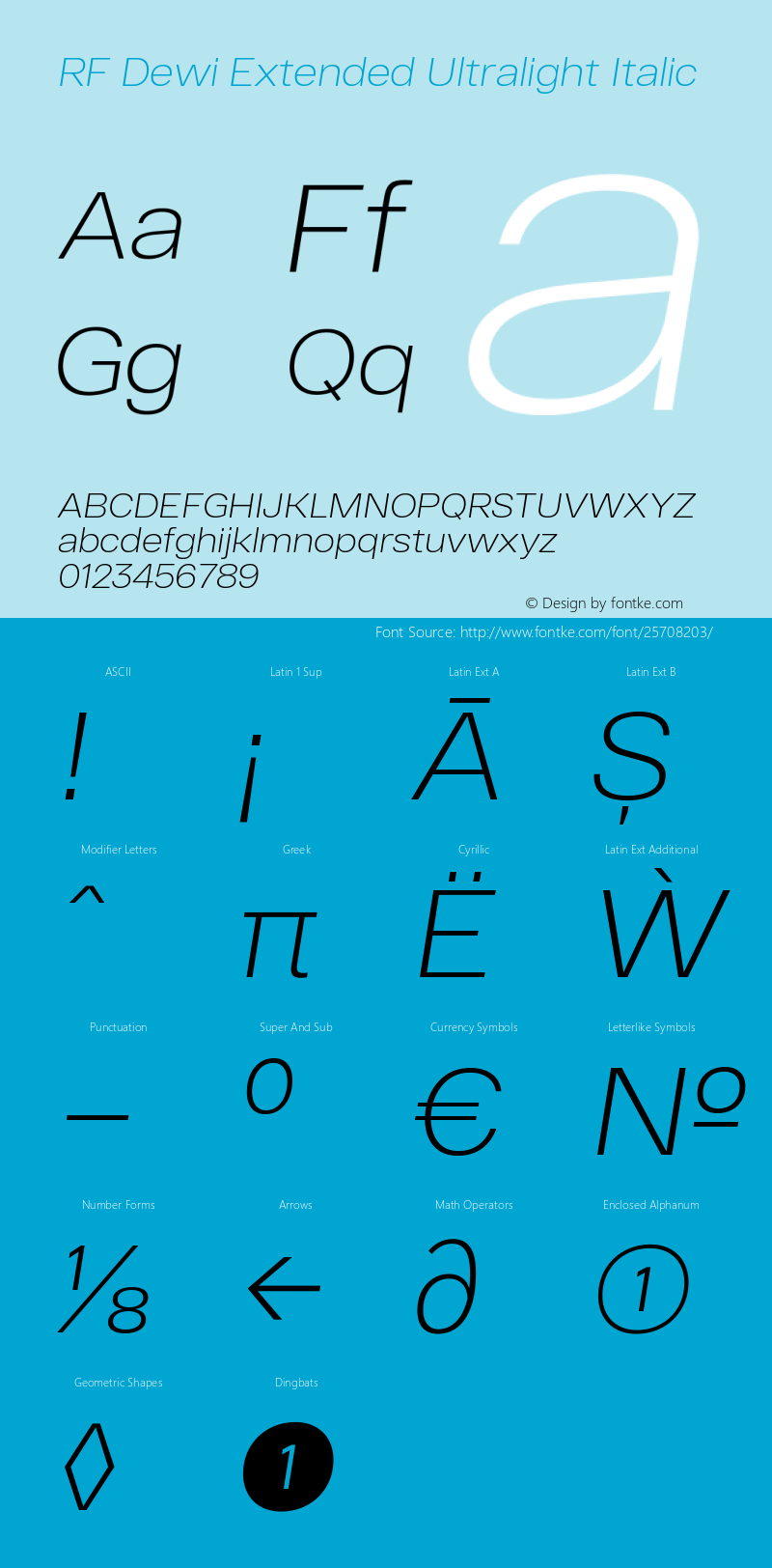 RF Dewi Extended Ultralight Italic Version 1.000 Font Sample