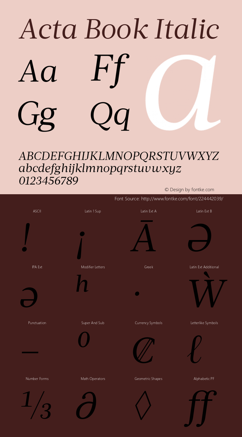 Acta-BookItalic Version 1.000图片样张