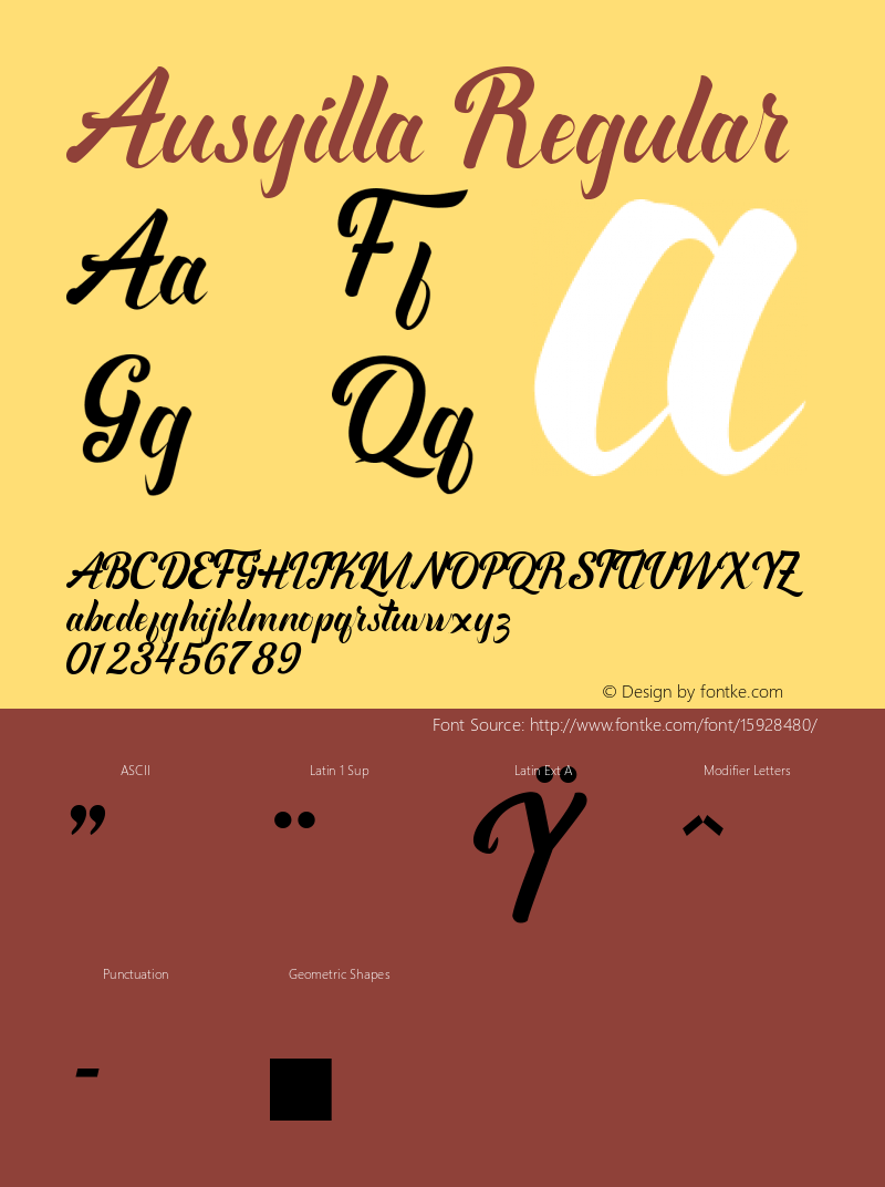 Ausyilla Regular Version 1.000 Font Sample