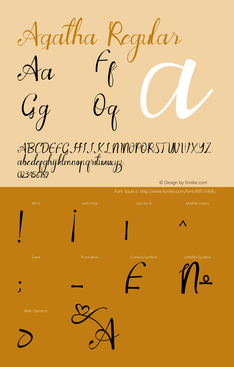 Agatha Version 1.00;June 5, 2020;FontCreator 11.5.0.2430 64-bit Font Sample