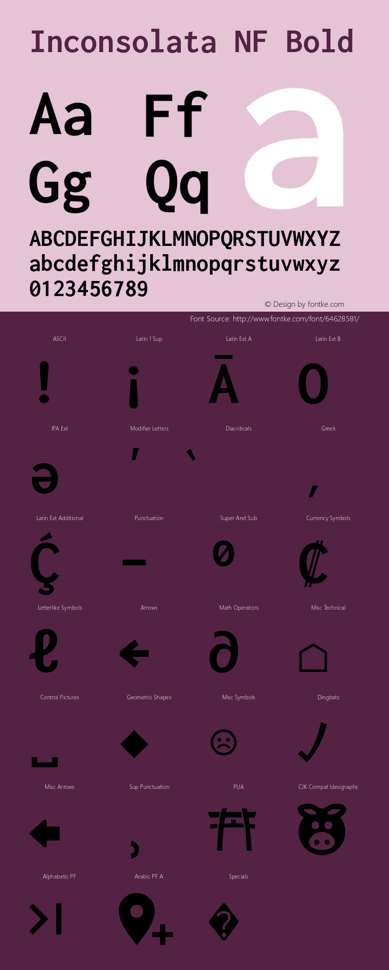 Inconsolata Bold Nerd Font Complete Windows Compatible Version 2.001 Font Sample