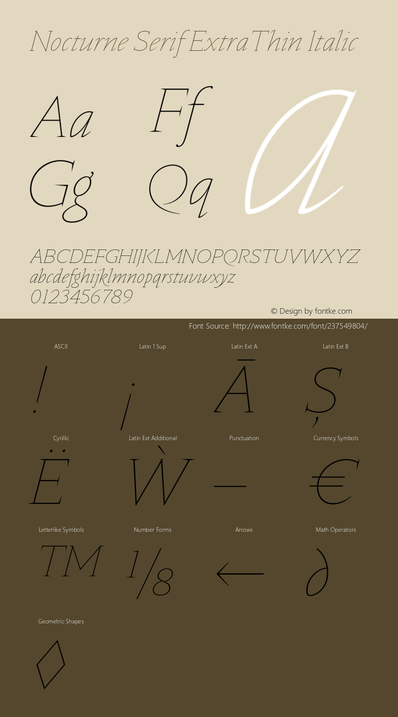 Nocturne Serif ExtraThin Italic Version 2.000;hotconv 1.0.109;makeotfexe 2.5.65596图片样张