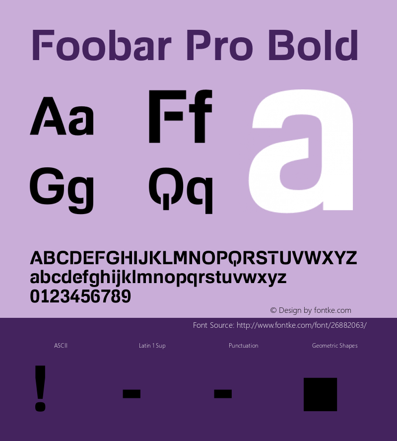 Foobar Pro Bold Version 1.000 Font Sample