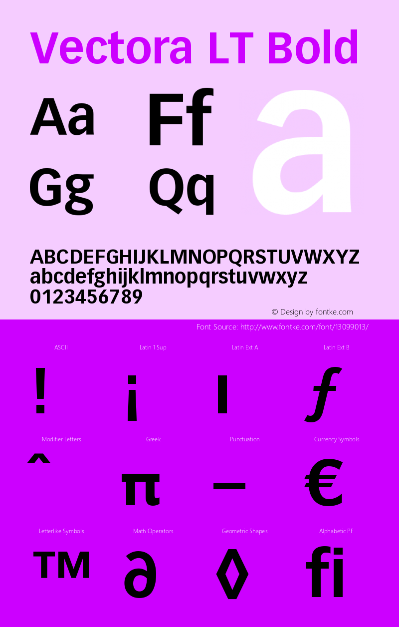 Vectora LT Bold Version 006.000 Font Sample